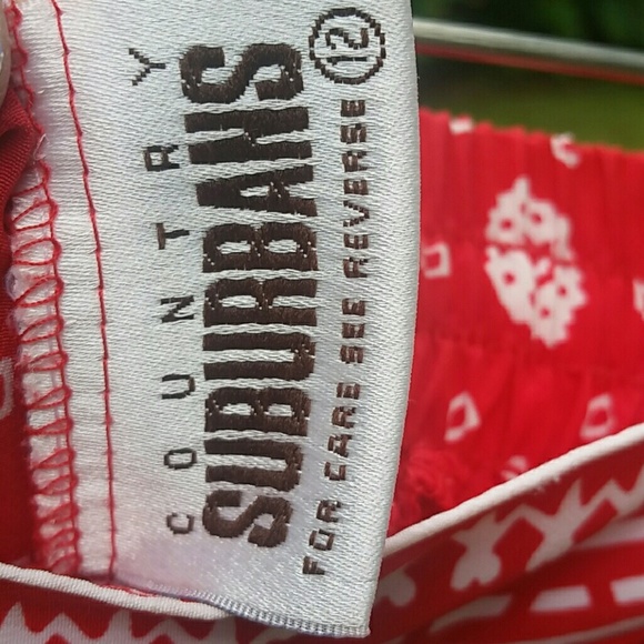 Country Suburban Red Geometric PA ts Sz 12 - Picture 3 of 3